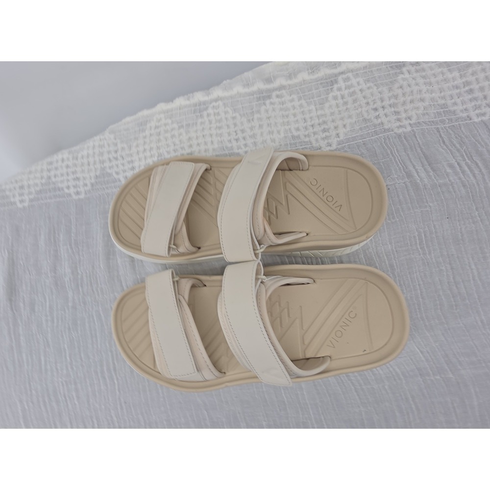 Vionic Renewal Adjustable Recovery Slide Sandals Cream Tan Women's Size 8 - Picture 14 of 16
